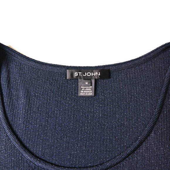 ST JOHN Navy Blue Metallic Tank Top - Size Medium - Picture 5 of 8